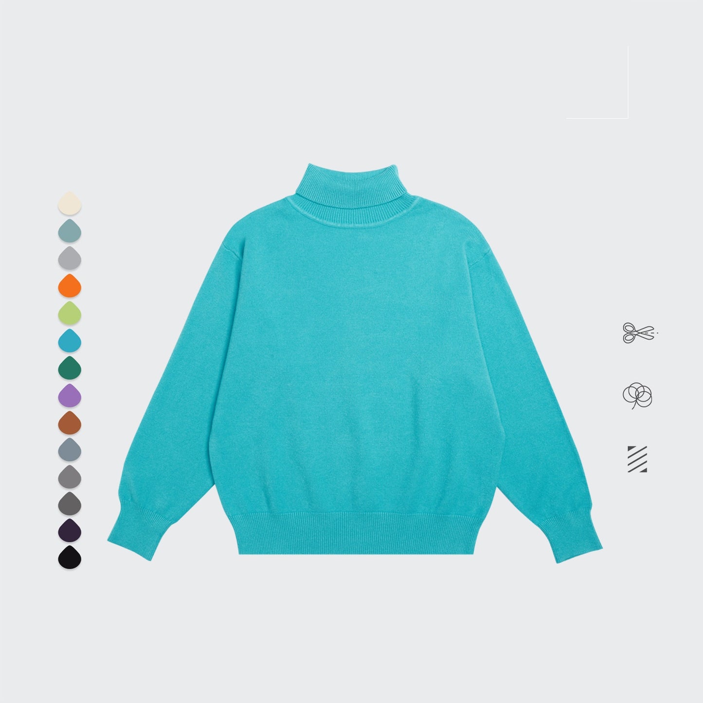 Core Spun Loose High Neck Sweater Solid Color Knitwear