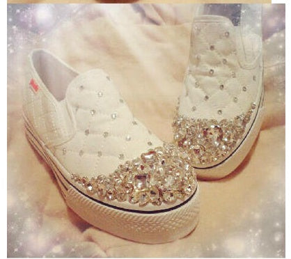 Big Jewel Slip-on Canvas Shoes Sweet Fan Lazy Shoes