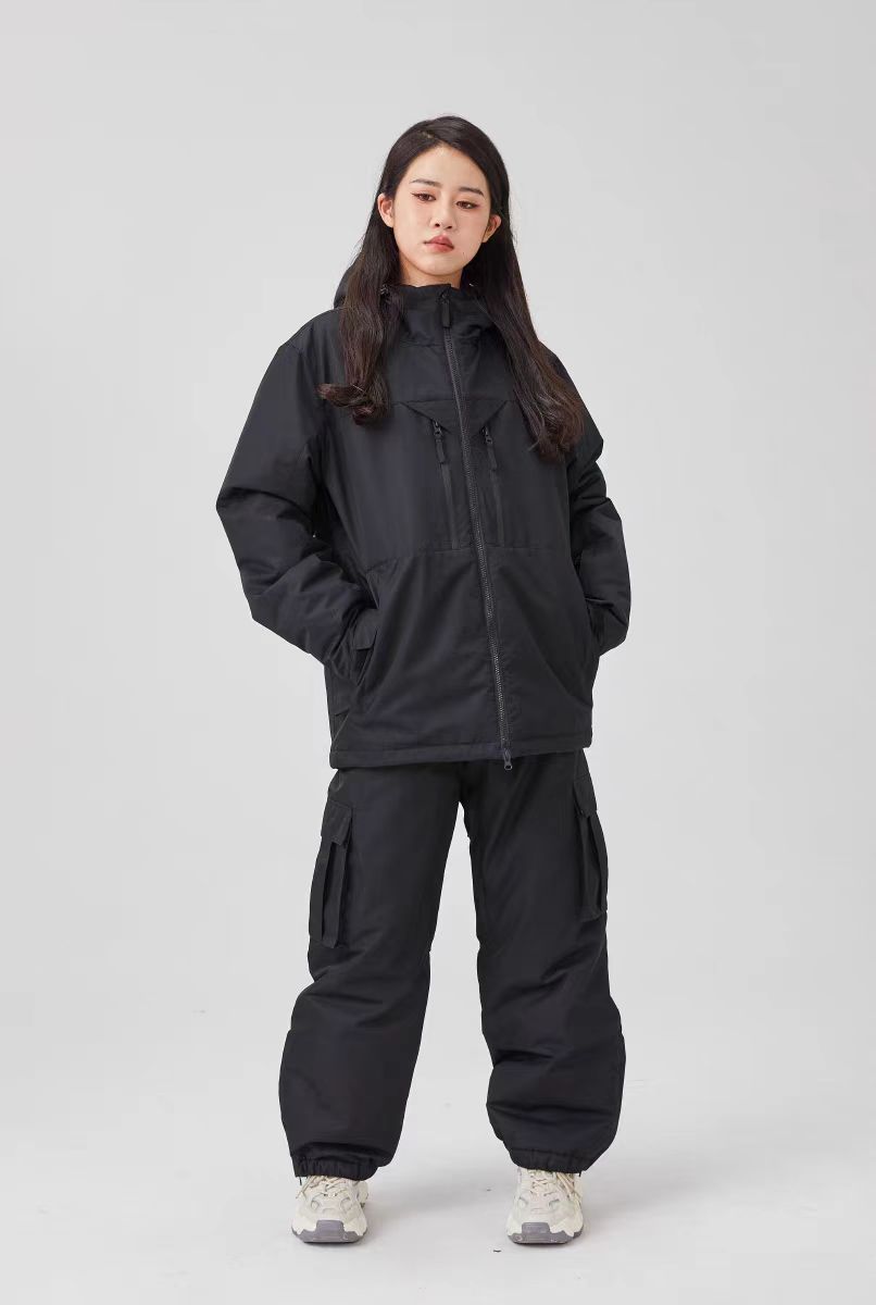 White, Padded, Waterproof, Loose-fitting Top-and-pants Set
