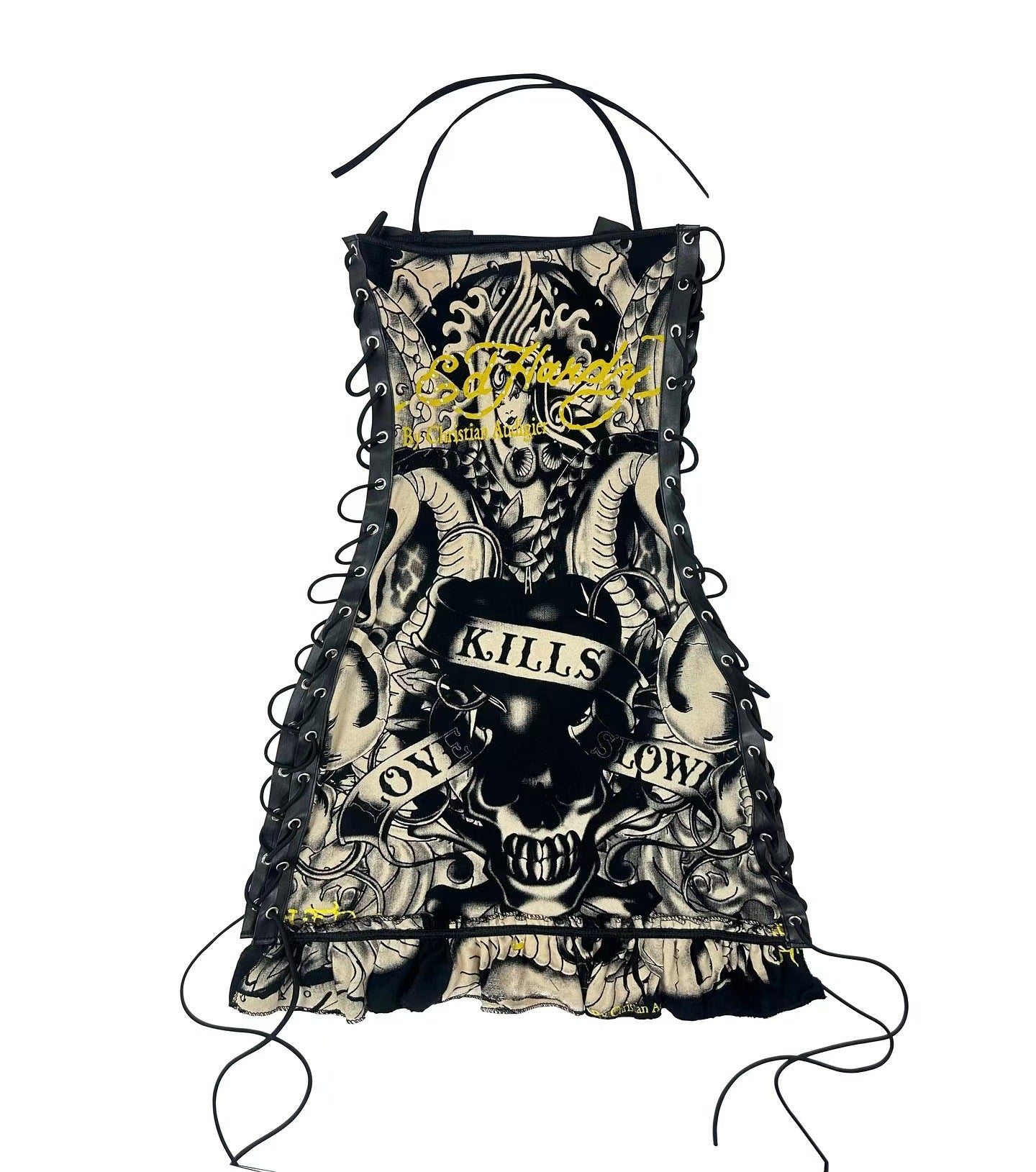 Printed Oil Painting Drawstring Tube Top Slip Dress