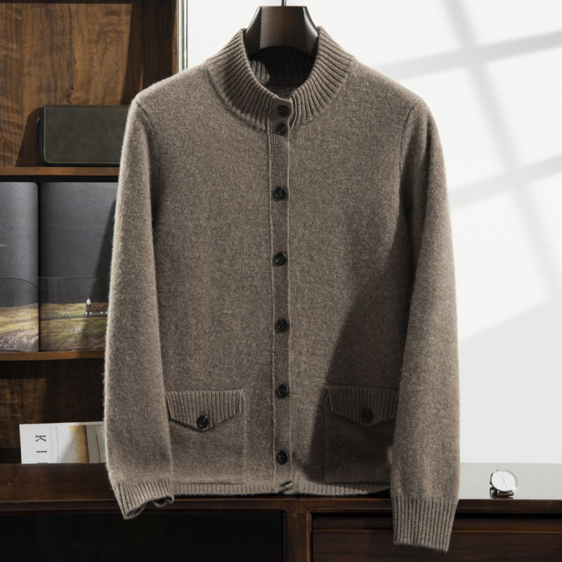 Men's Long-sleeved Jacket Casual Thick Versatile Half-high Collar