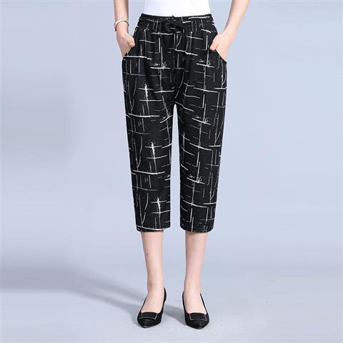 Loose Straight-leg Mother's Floral Pants