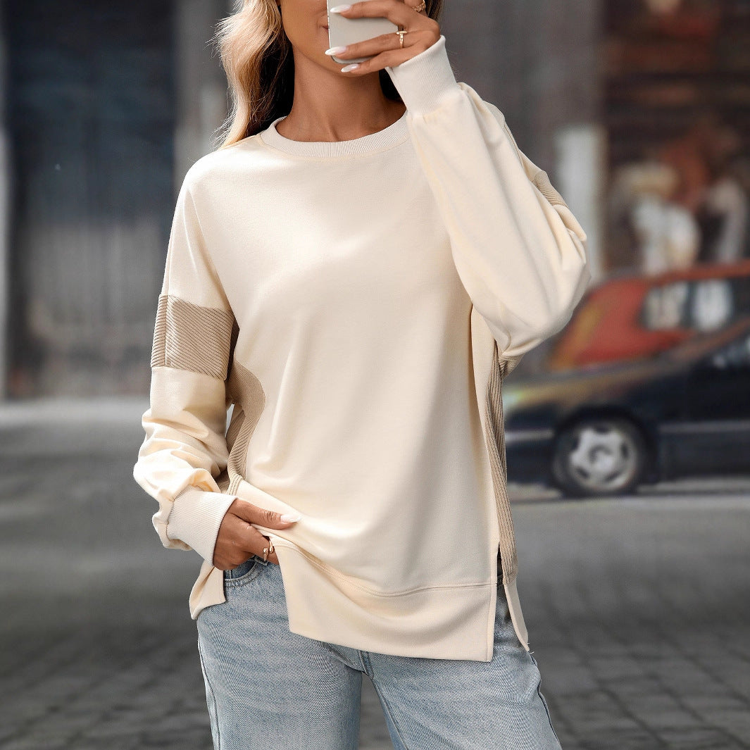 Rund Hals Multicolor Rund Hals All-match Afslappet Løs Sweatshirt