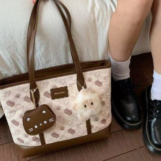 Large Capacity Cute Toast Hand Tote Bag
