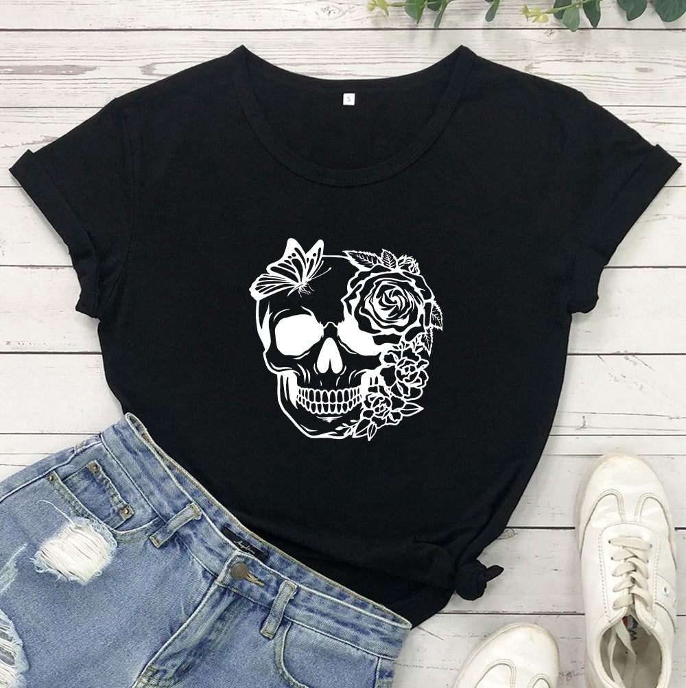 Women's Fashion Print Letter Short Sleeve Top