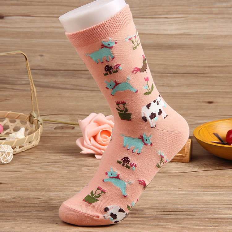 Popular Personality Korean Style Mid-calf Female Cotton Socks