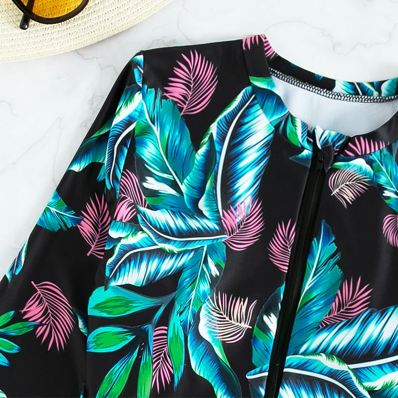 Ladies Conservative Bikini Long Sleeve One Piece Swimsuit