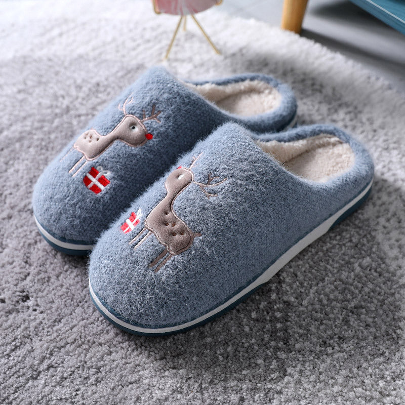 Cute Couples Home Autumn And Winter Plush Dormitory Non-slip Warm Household Slippers