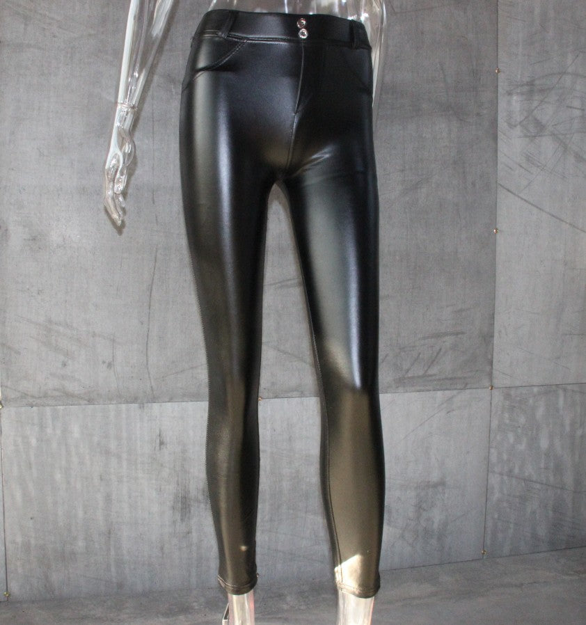 Peach Hip Leather Pants