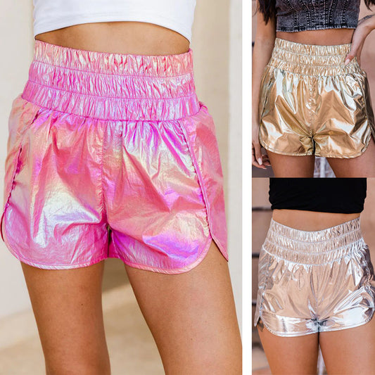 Fashion Trendy Elastic Waist Bright Shorts