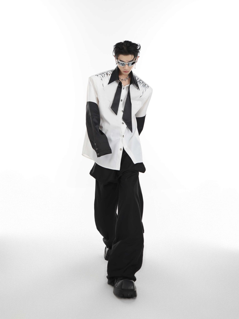 Padded Shoulder Shirt Stitching Design Cardigan Jacket