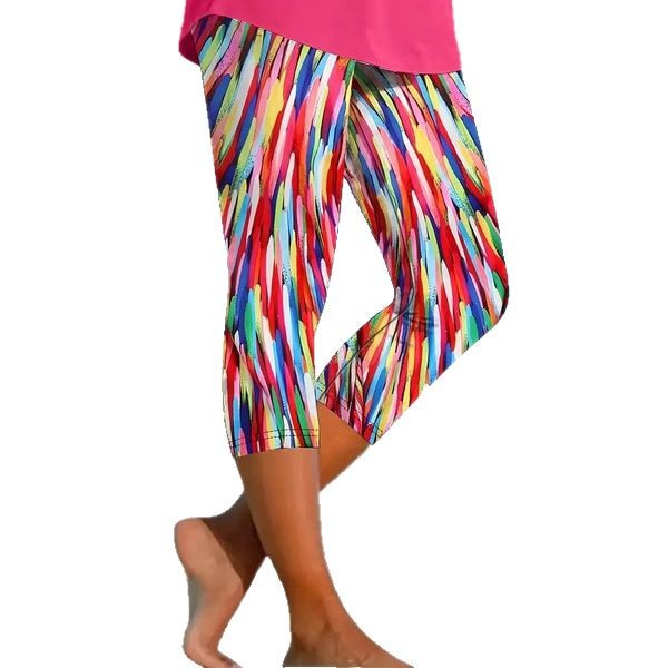 Printed Seaside Series Cropped Leggings  3d
