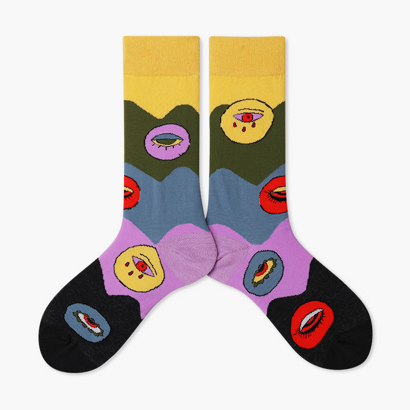 Cute Cotton Socks Women's Mid-tube Color Anime Wild Retro