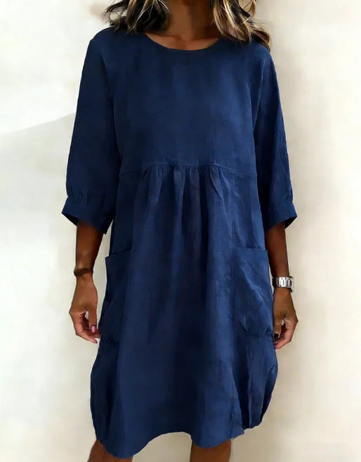 Fashionable Casual Loose-fit Three-quarter Sleeve Dress