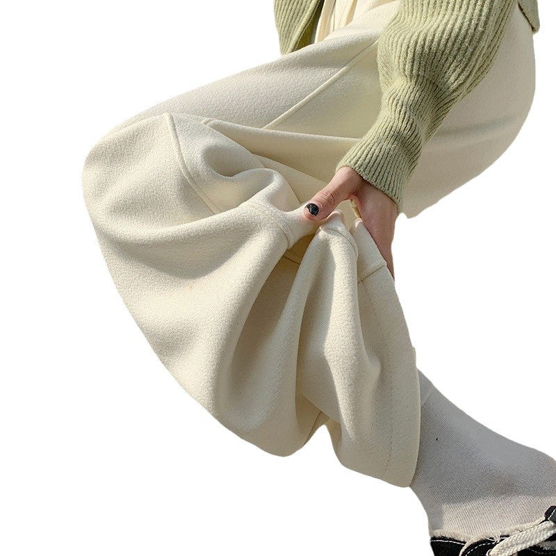 Fleece-lined High Waist Matchet Pants Soft Glutinous Leisure Warm Straight Glutinous Rice Pants