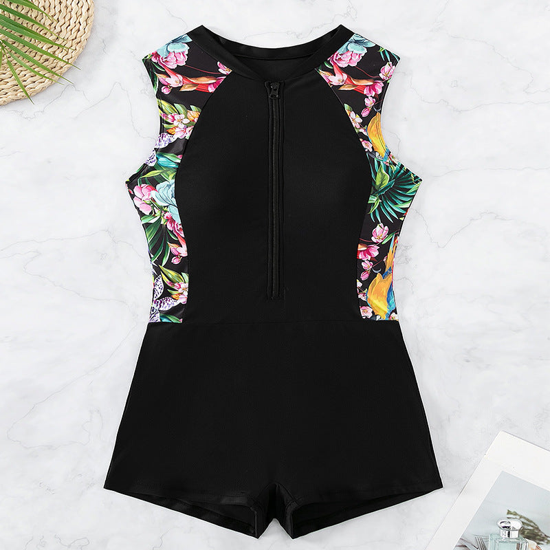 Printed Conservative Women's One-piece Swimming Suit
