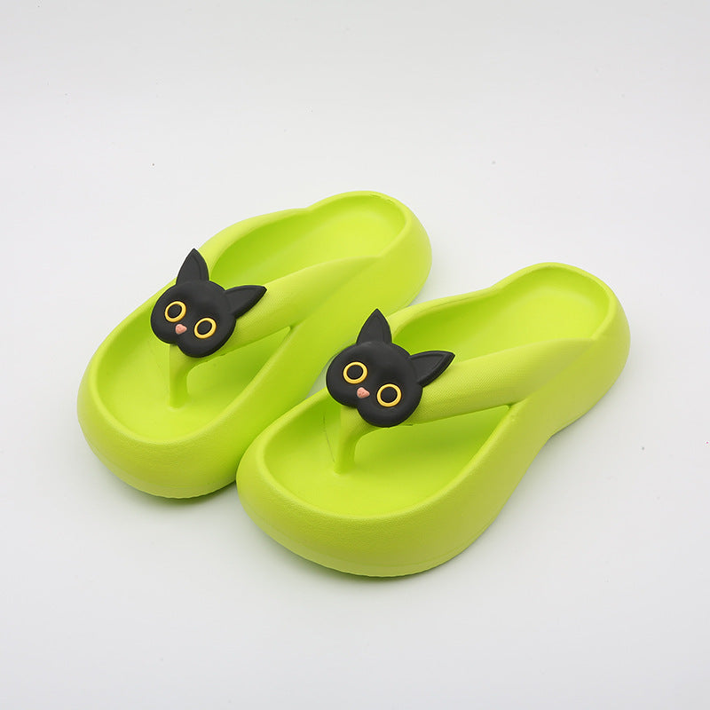 Black And White Cat Flip Flops Women's Outer Wear Thick Bottom