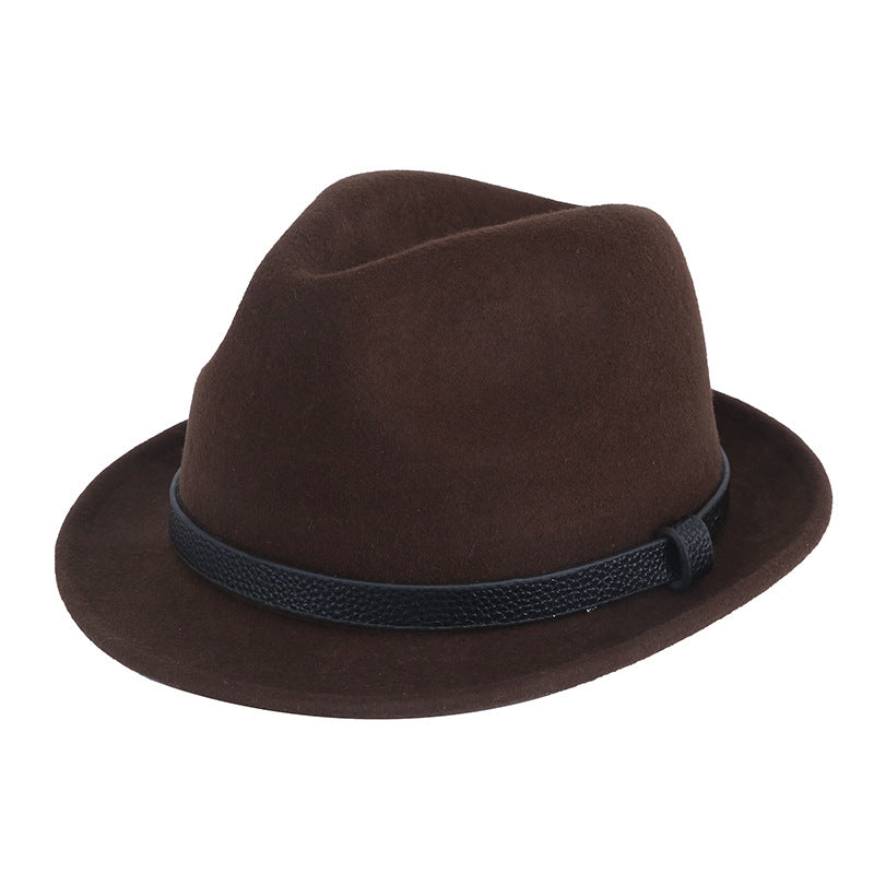 Autumn And Winter Pure Wool Rolled Edge Short Brim Bell British Gentleman Hat