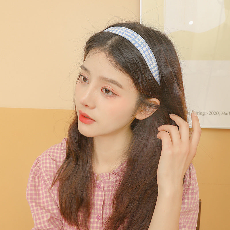 Hong Kong Style Houndstooth Headband Outer Wear Simple Female Hair Band Hair Tie