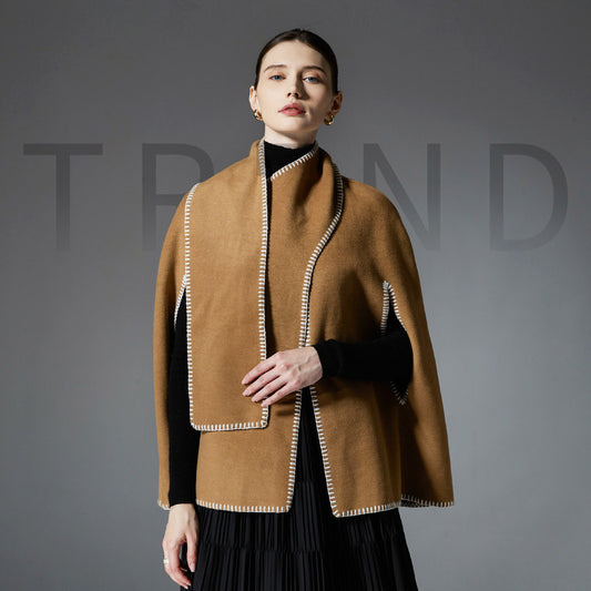 Women's Camel Stitching Cape Scarf Shawl