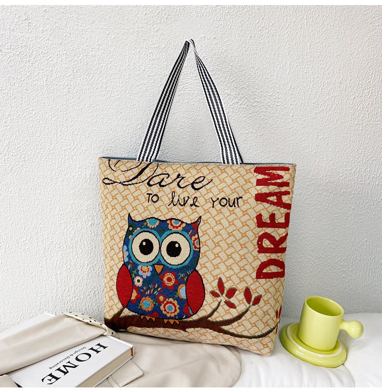 Student Portable Canvas Bag Literary Storage