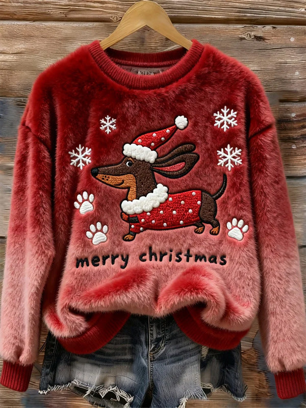 Womens Soft Fluffy Christmas Tree Sweater