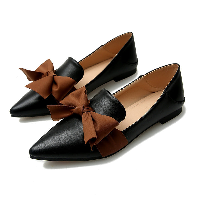 New Fashion Bowknot Flat One Pedal Loafers Soft Sole Single Shoes