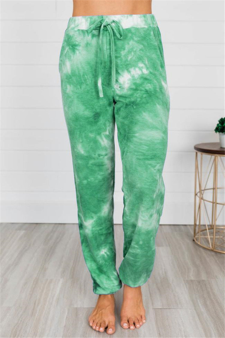 Women's Tie-dye Printing Small Feet Lantern Casual Pants Women