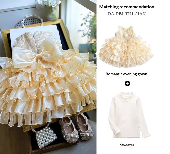 Light Luxury Western-style Birthday Princess Dress Performance Gown Wedding Flower Girl Dress