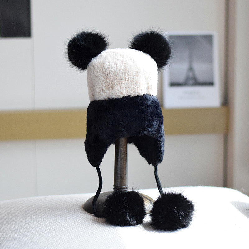 Women's Warm Ear Protection Knitted Plush Fur Ball Hat