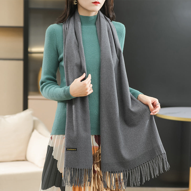 Winter Women's Dual-use Cashmere Solid Scarf
