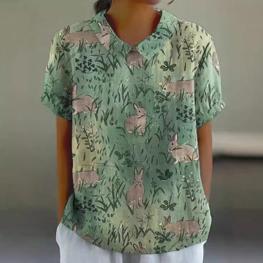 Women's Short Sleeve Printed Pullover