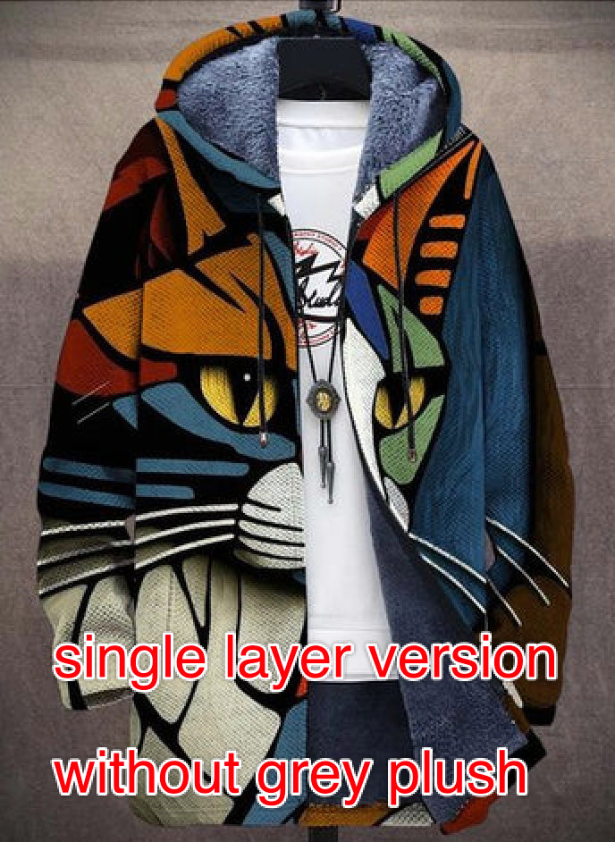 Creative 3D Digital Printing Stand-up Single Layer Collar Jacket
