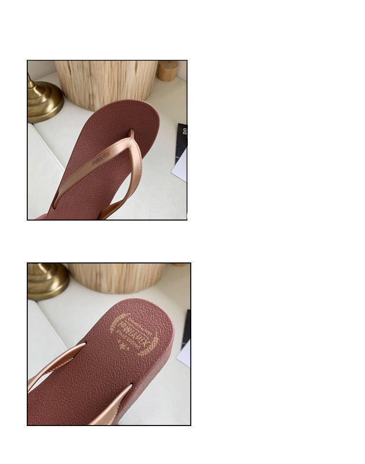 Beach Flip-flops Women's Summer Fashion Non-slip Wedge Heels Korean Version
