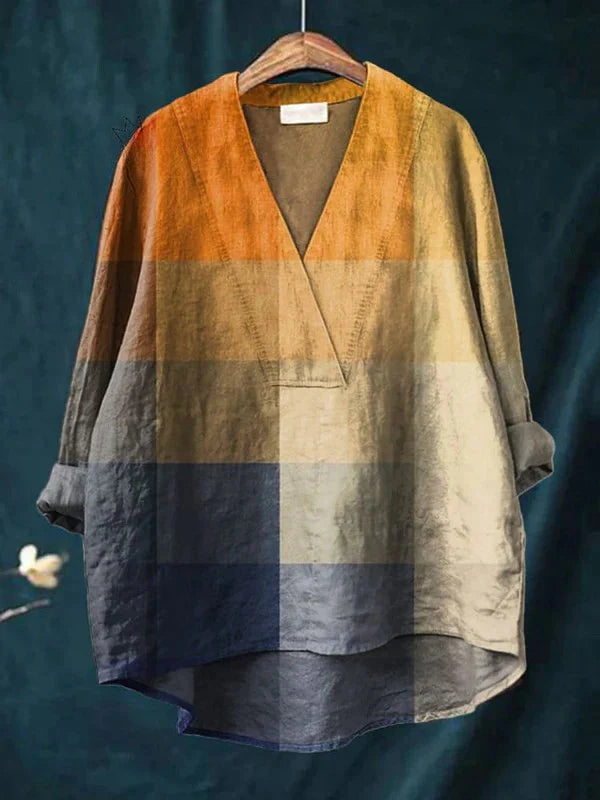 Collarless Long-sleeved Women's Shirt Long Sweater Casual Shirt
