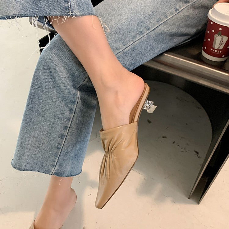 French Baotou Slippers Women's Middle Heel Summer