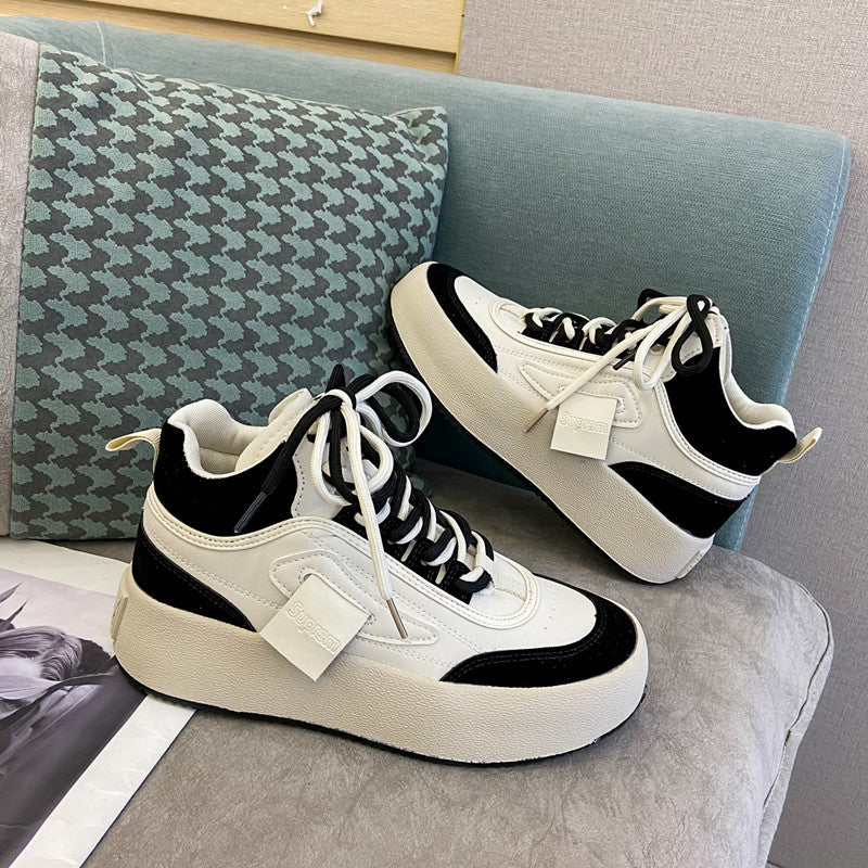 Casual Women's Thick Sole Retro Sports White Shoes