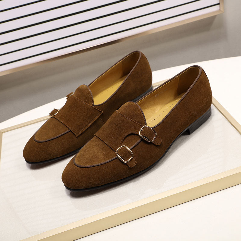Frosted Leather Cow Suede High-end Dinner Wedding Leather Shoes