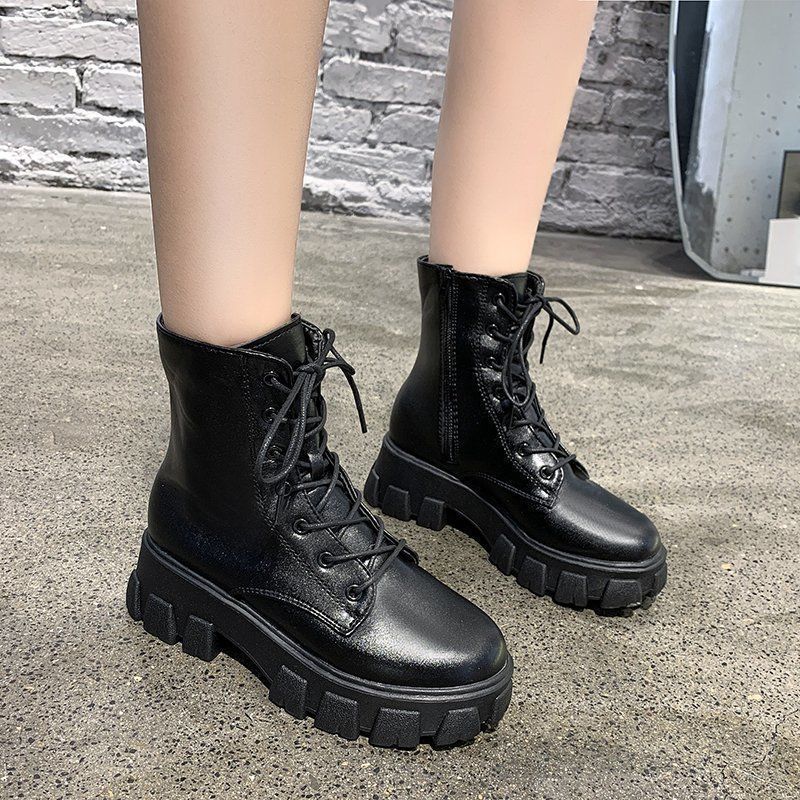 Autumn Women's England Large Size Thick-soled Martin Boots