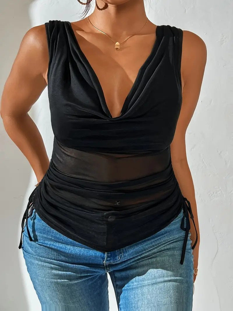 Pure Desire Style V-neck Sleeveless Spicy Sexy High Waist Crop Top