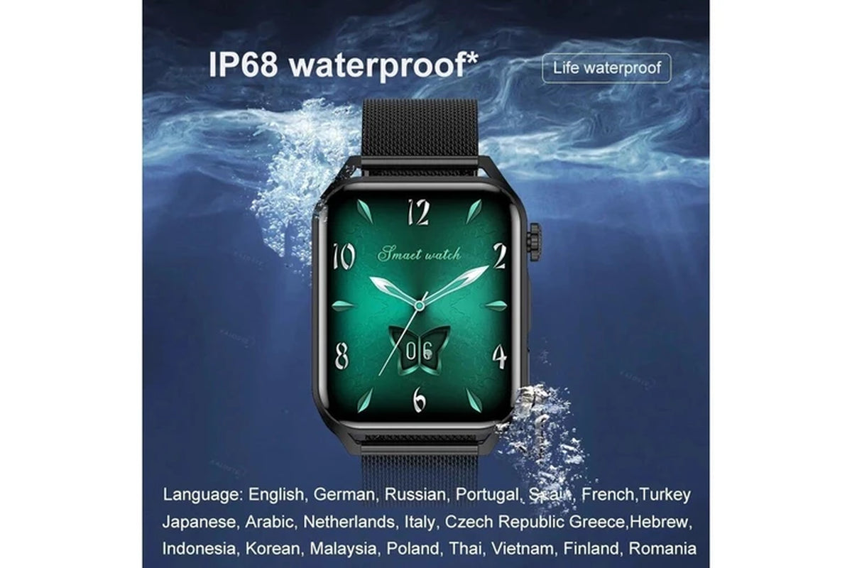 2024 New Ladies Smart Watch Men AMOLED HD Screen Heart Rate Monitor Bluetooth Call Watches Smartwatch for Android IOS Women+Box - Steel Black