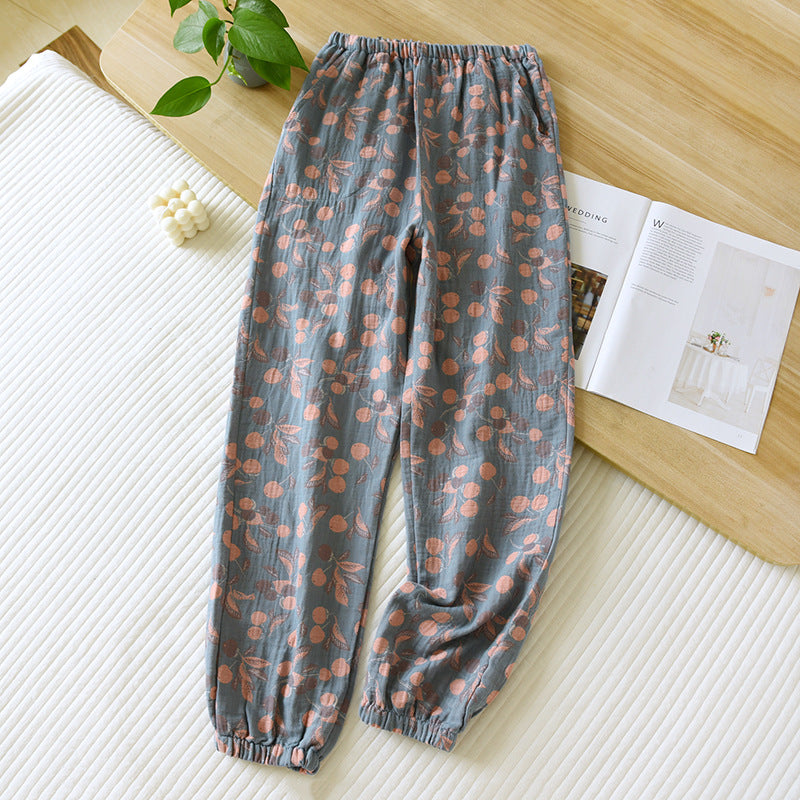 Women's Fashionable Cotton Yarn-dyed Double-sided Jacquard Trousers