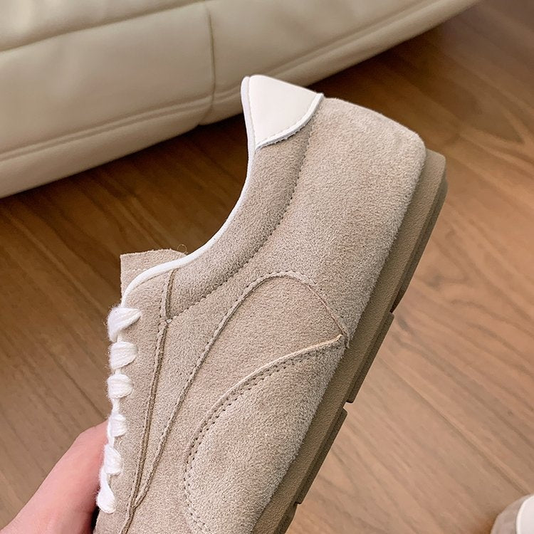 Spring & Autumn New Arrival Anti-slip Suede Fashion Shoes, Low-top Casual Outdoor Solid Color Sneakers