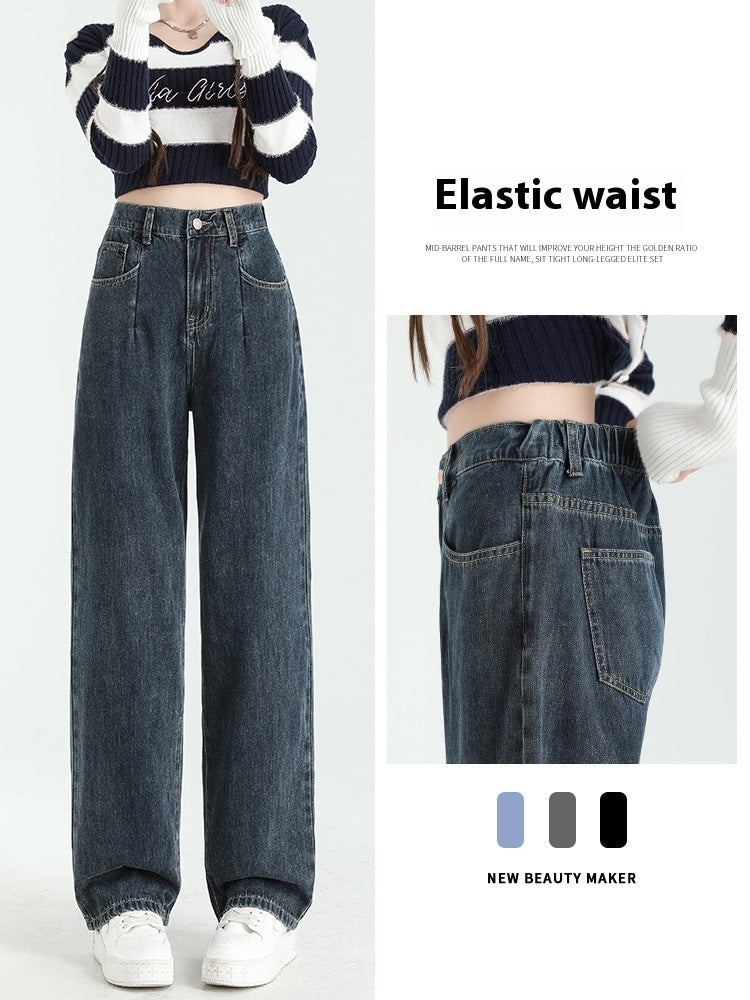 Women's Thin Straight Loose Slimming Elastic Waist Pants