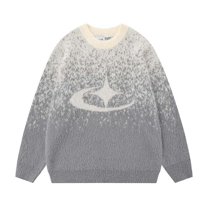 Gradient Warm And Loose Long Sleeve Round Neck Sweater