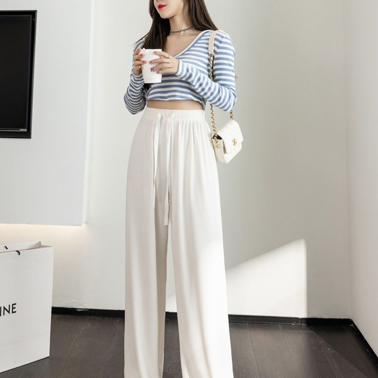 Fashion Women Wear High Waist Wide Leg Pants
