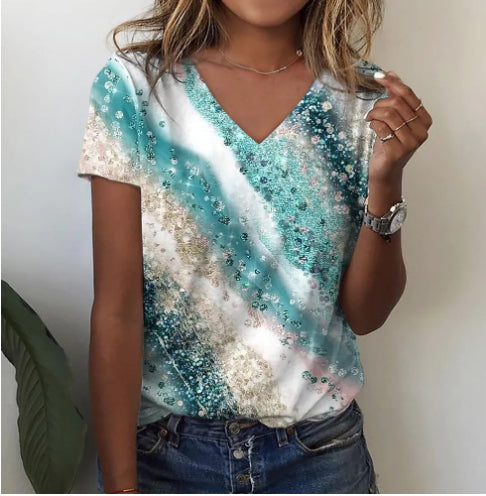 Digital 3D Printing Women's Street Style Short Sleeve