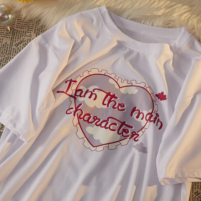 Womens All-Over Heart Short-Sleeve T-Shirt