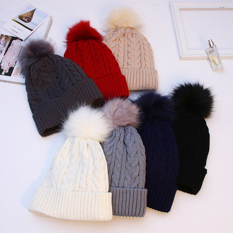 Cashmere Double-layer Wool Outdoor Warm Knitted Hat