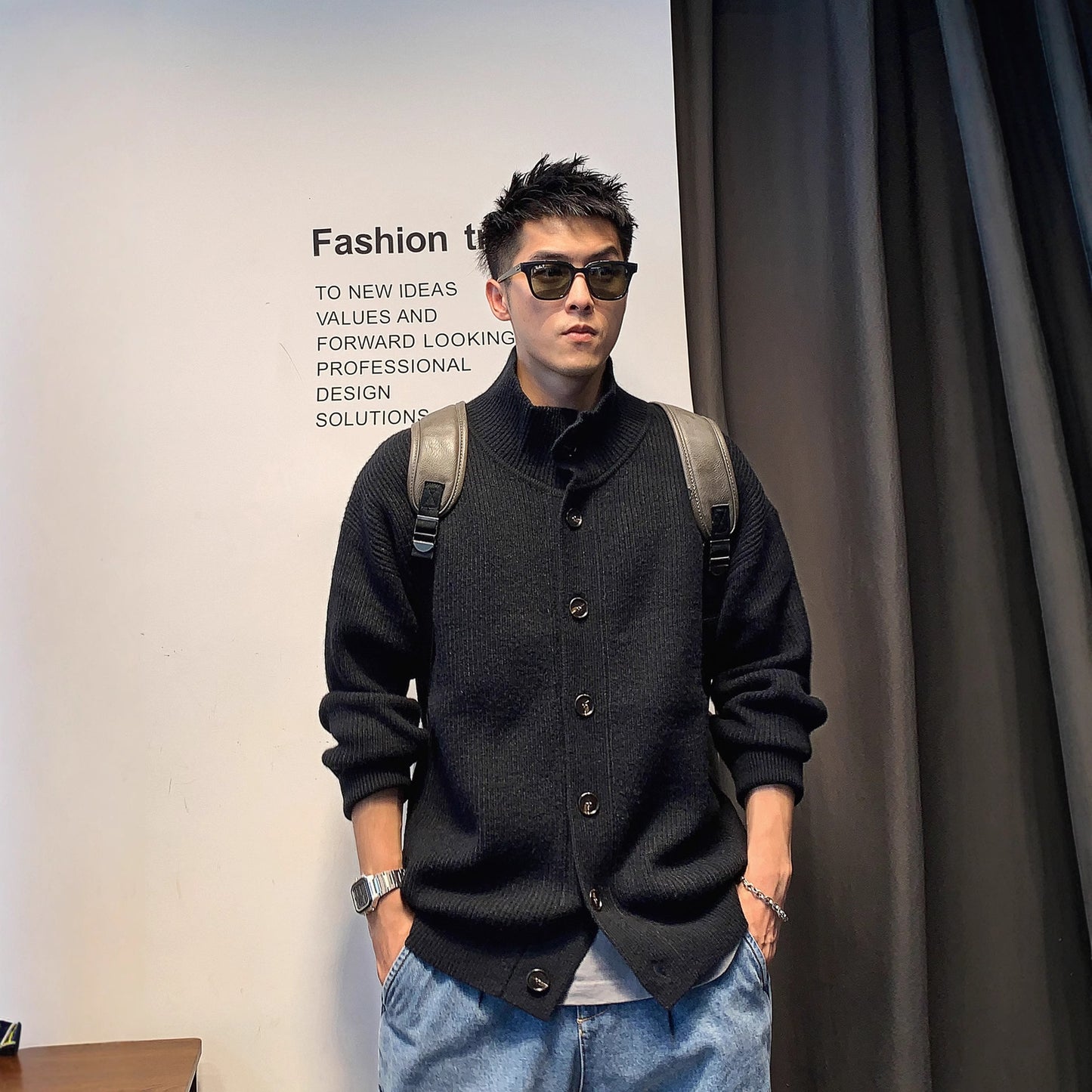 Mens Retro Casual Cardigan Sweater In American Style